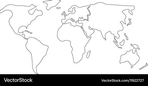 Simple Black And White World Map Continents