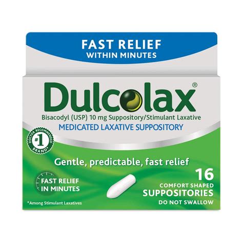 Buy Dulcolax Medicated Laxative Suppositories, Fast Relief, 16 Count ...