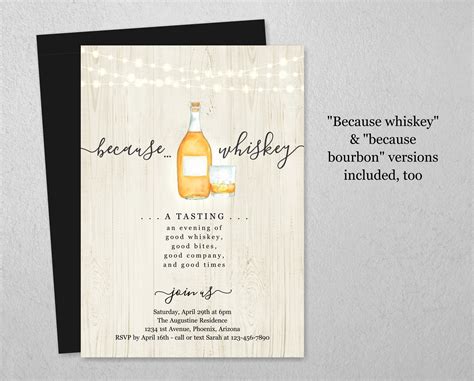 Bourbon / Whiskey Tasting Invitation Template, Printable Invite Evite ...