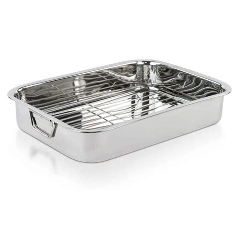 LEXI HOME 18 in. Classic Stainless Steel Roasting Pan with Roasting ...