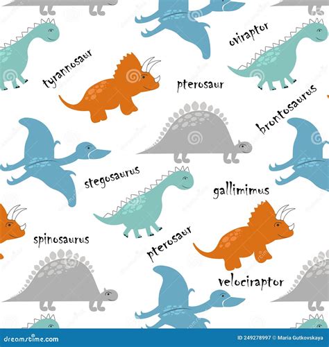 Dinosaurs With Names. Pencil Sketch By Hand Vector Illustration | CartoonDealer.com #80841904