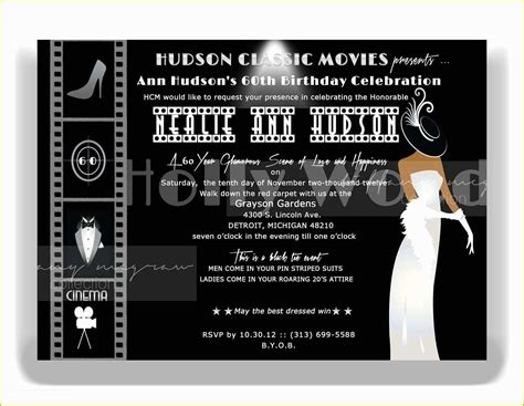 Hollywood themed Invitations Free Templates Of Old Hollywood Invite ...