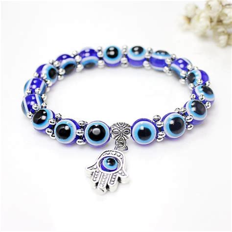 Blue Evil Eye Hand Fatima Bracelet - GoodVibes Heaven