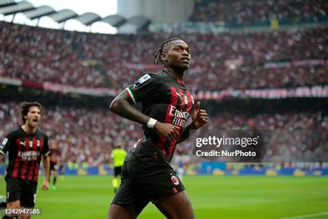 Rafael Leao of Ac Milan celebrating after a goal during the Italian ...