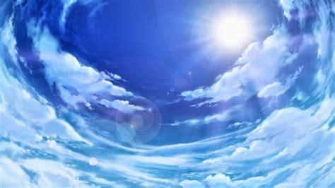 🔥 Download Anime Landscape Sky Scenery by @carrieh18 | Anime Blue Sky Wallpapers, Blue Sky ...