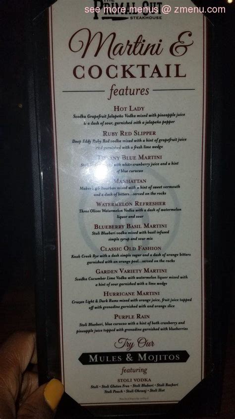 Menu at The Primal Cut steakhouse, Tinley Park