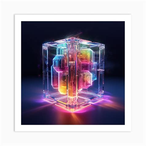 Neon Cube Art Print by Amliga Design - Fy