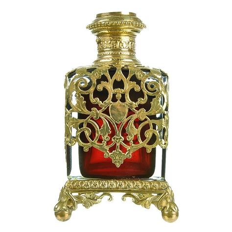 Antique French Ruby Red Glass & Dore Bronze Scent Bottle | Beautiful perfume bottle, Vintage ...