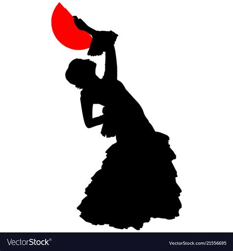 Flamenco dancer with a red fan Royalty Free Vector Image