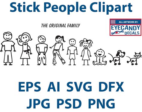 Stick People Original Family Vector Clipart - Etsy