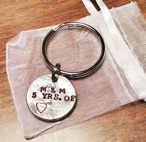 Five Year Anniversary Gift, 5 Years of LOVE, 5th Anniversary, Fifth Anniversary, Custom Stamped ...