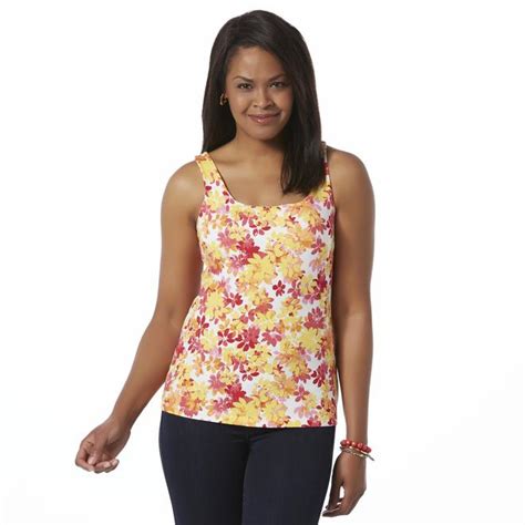 Basic Editions Women's Shelf Bra Tank Top - Floral - Kmart