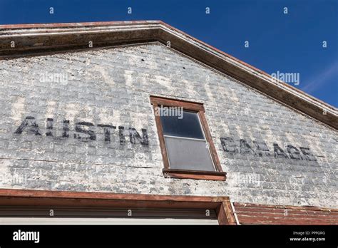 Facade and signage for the historic Austin Garage in Austin, Nevada ...