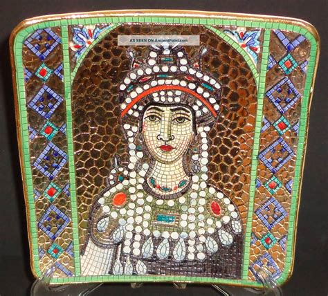 Mid Century Modern Deruta Mosaic Portrait Plaque Plate Italian Pottery Signed | Mosaic portrait ...