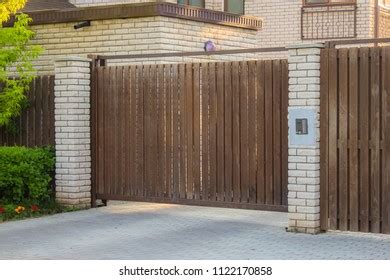 Automatic Sliding Wooden Gates Cottage Stock Photo 1122170852 | Shutterstock