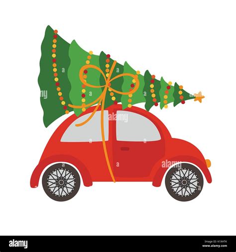 car with Christmas tree Stock Vector Image & Art - Alamy