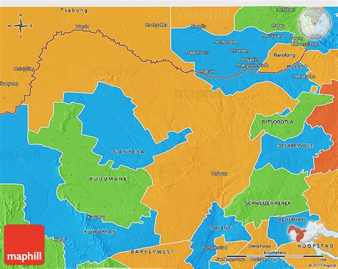 Political 3D Map of VRYBURG