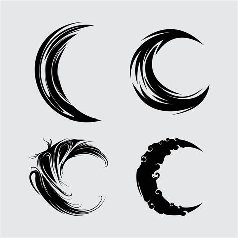 Crescent moon tribal illustration vector clip art black element stencil ...