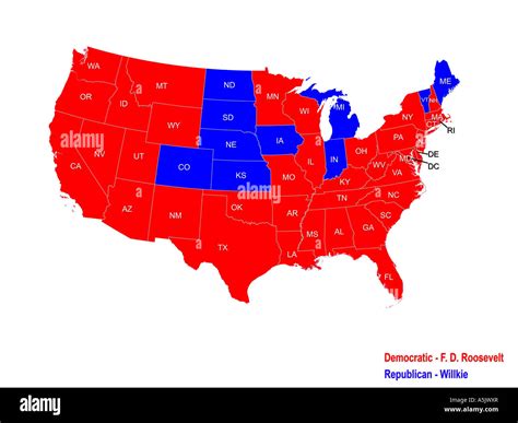 United States Presidential Election Results Map For 1940 Stock Photo - Alamy