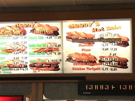 Menu at Goody's fast food, Burlington