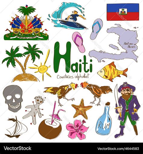 Collection of haiti icons Royalty Free Vector Image