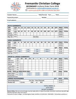 Fremantle Christian College Uniform - Fill Online, Printable, Fillable, Blank | pdfFiller