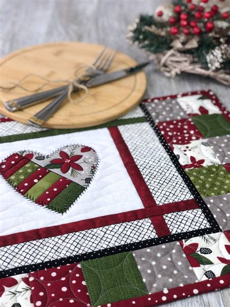 Set of 6 pcs Patchwork Quilted Placemats 'Christmas | Etsy