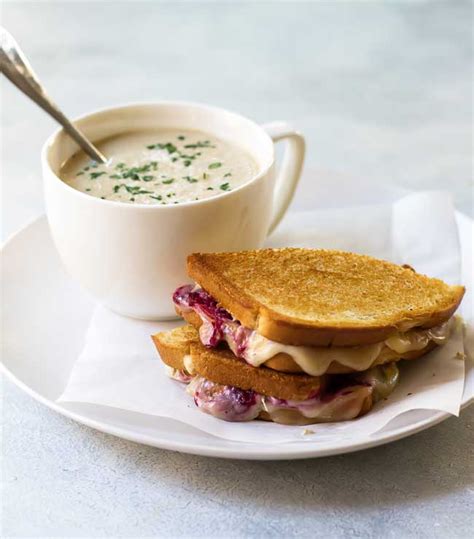 Roasted Cauliflower Soup with Grilled Cheese - Girl Gone Gourmet