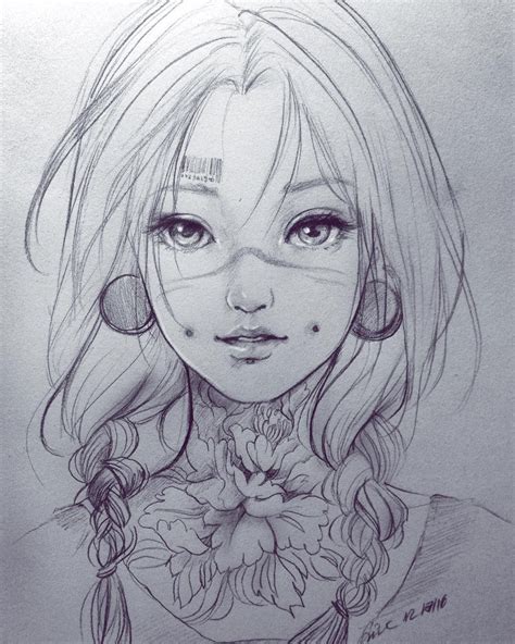 Beautiful Anime Girl Face Sketch