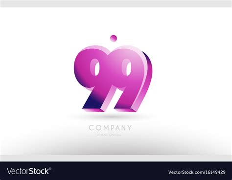 Number 99 black white pink logo icon design Vector Image