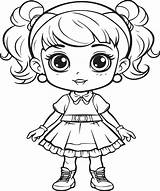 magic Girl doll coloring Page 28640658 Vector Art At Vecteezy sketch template
