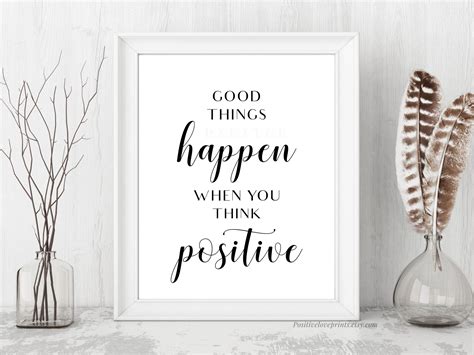 Positive Quote Print Think Positive Poster Inspirational | Etsy