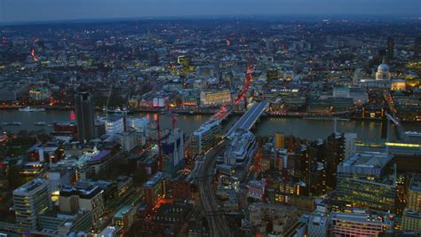 4k aerial shot central london night Stock Footage Video (100% Royalty ...