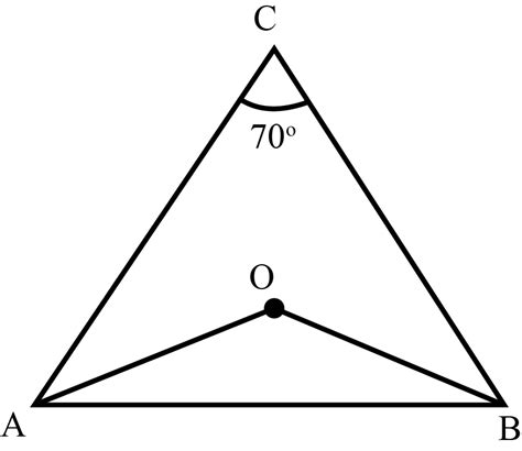 In triangle ABC, bisector of angle A and angle B intersect point O. If angle C =70^o what is the ...