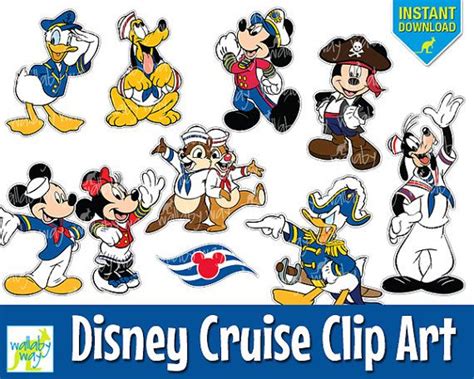 the disney cruise clip art includes mickey mouse, goofy and other characters in various poses