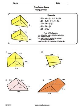 Surface Area Of A Triangular Prism by Maisonet Math - Middle School ...