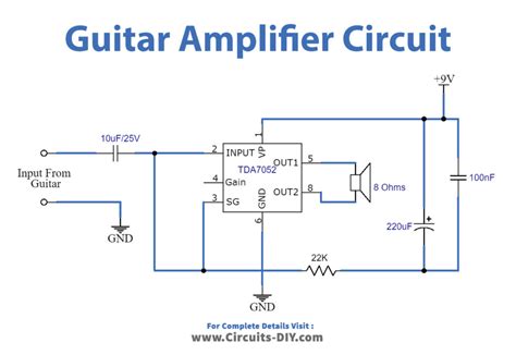 Simple Guitar Amplifier Circuit using TDA7052 - DIY