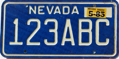 1985 Nevada Sample #123ABC | Real Sample License Plates