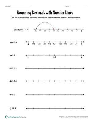 rounding numbers with number lines worksheet