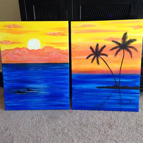 Beach sunset | Pinturas de paisagem aquarela, Pinturas paisagens ...