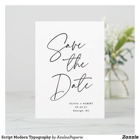 Script Modern Typography Save The Date | Zazzle in 2022 | Modern typography, Typography, Modern ...