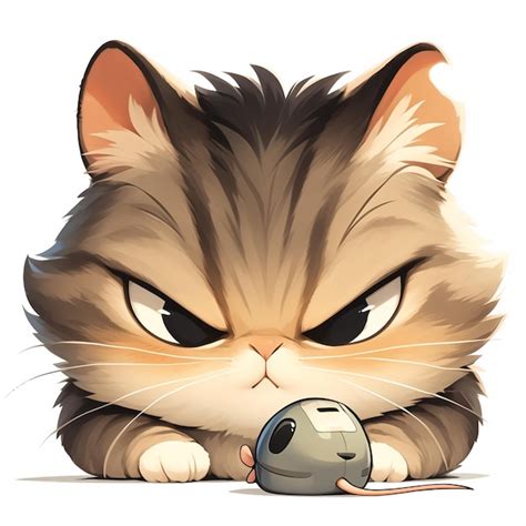 Premium Vector | Siberian Cat Pouncing on a Toy Mouse