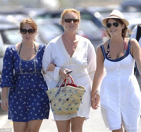 Civil: Sarah Ferguson, pictured with her two daughters Beatrice and Eugenie on holiday in St ...