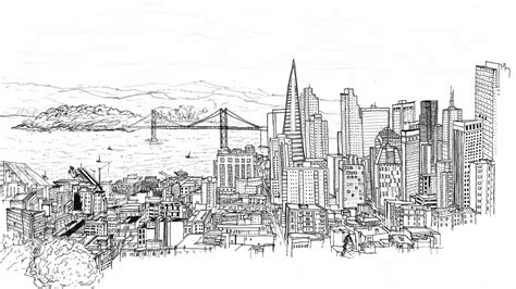 San Francisco Skyline Sketch at PaintingValley.com | Explore collection of San Francisco Skyline ...