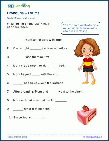 Me And I Worksheet - Worksheets For Kindergarten