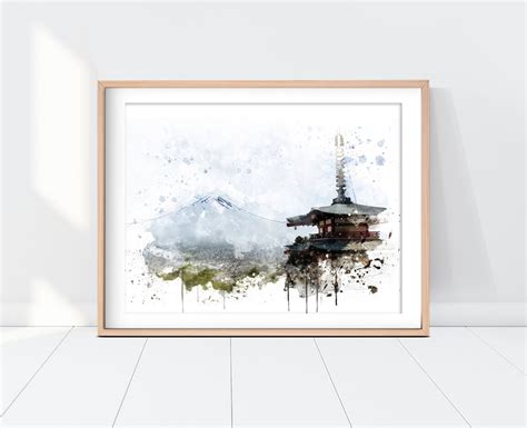 Mount Fuji Watercolor Painting Instant Download Wall Art - Etsy