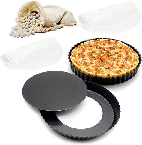 Amazon.com: 5 Pieces Tart Pan Set, by Vallenwood: 2 Removable Bottom, 9 ...