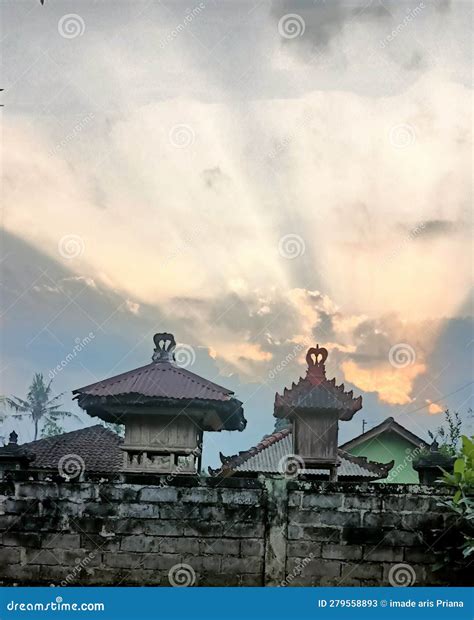 Sunset with hindu temple stock image. Image of temple - 279558893