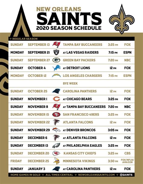 New Orleans Saints Schedule 2022 Printable - Printable Schedule 2022