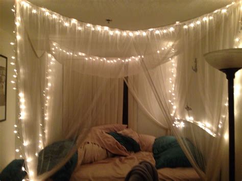 Pin by Kristen Pesut on Home Sweet Apartment | Bed canopy with lights, Canopy bed diy, Fairy ...